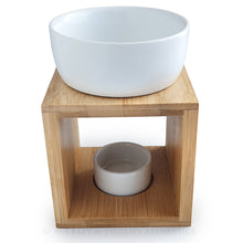 Load image into Gallery viewer, Ceramic &amp; Bamboo Square Oil Burner
