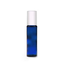 Load image into Gallery viewer, 9ml Blue Glass Roller Bottle With White Cap
