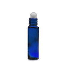 Load image into Gallery viewer, 9ml Blue Glass Roller Bottle With White Cap
