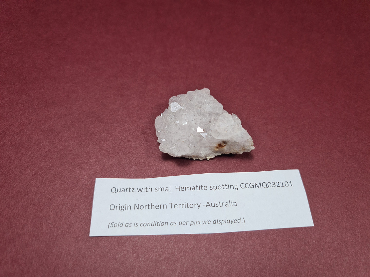 Clear White Quartz Cluster Point with Hematite (1) - (Australian private Collection) Crystal Gem Stone