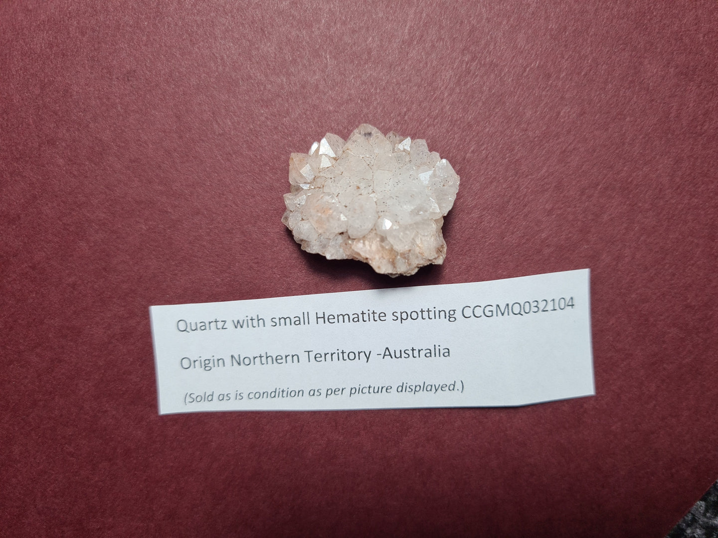 Clear White Quartz Cluster Point with Hematite (4) - (Australian private Collection) Crystal Gem Stone