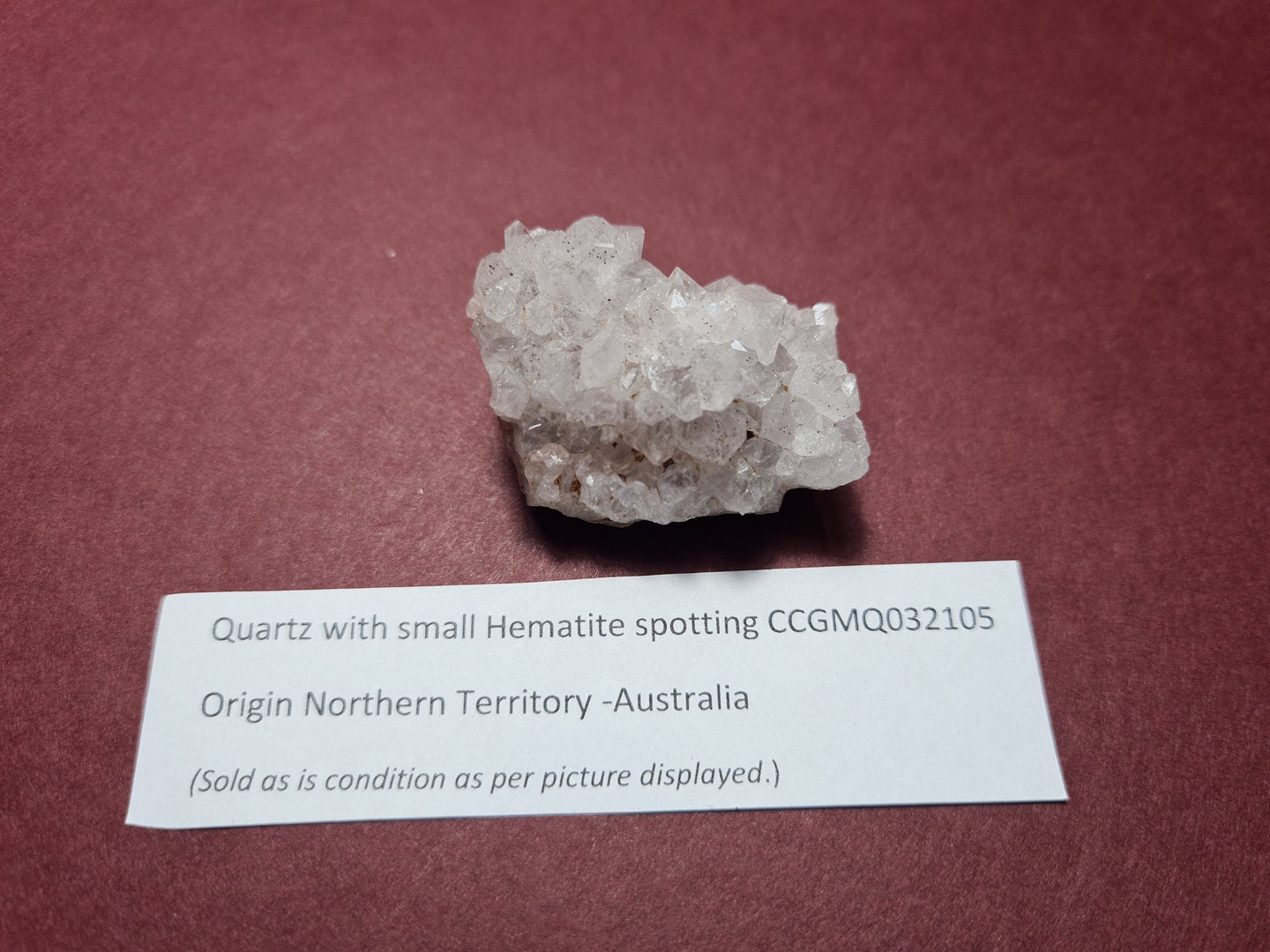 Clear White Quartz Cluster Point with Hematite (5) -  (Australian private Collection) Crystal Gem Stone